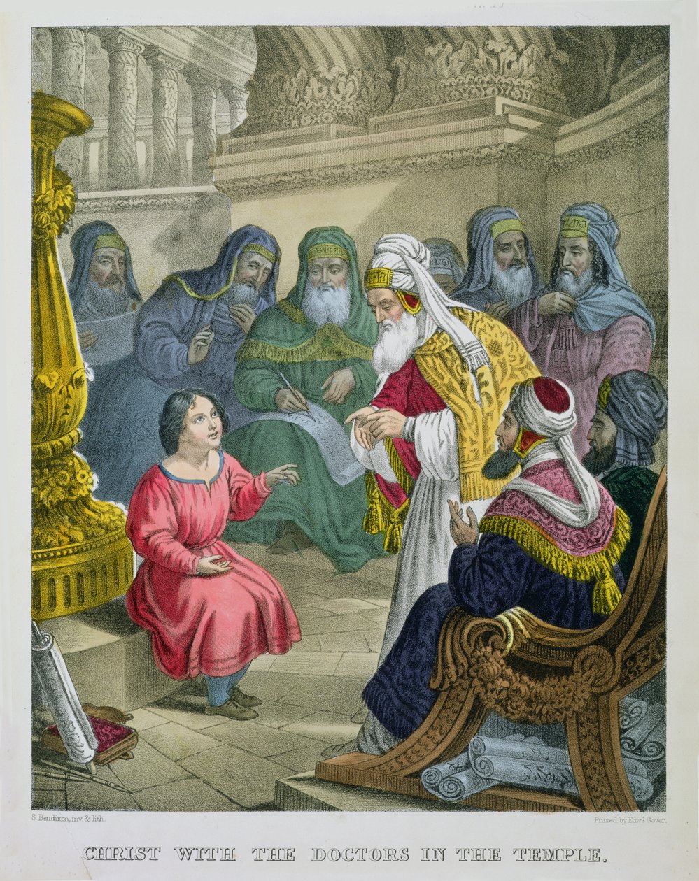 Kristus s lékaři v chrámu, z bible vytištěné Edwardem Goverem, 1870 od Siegfried Detler Bendixen