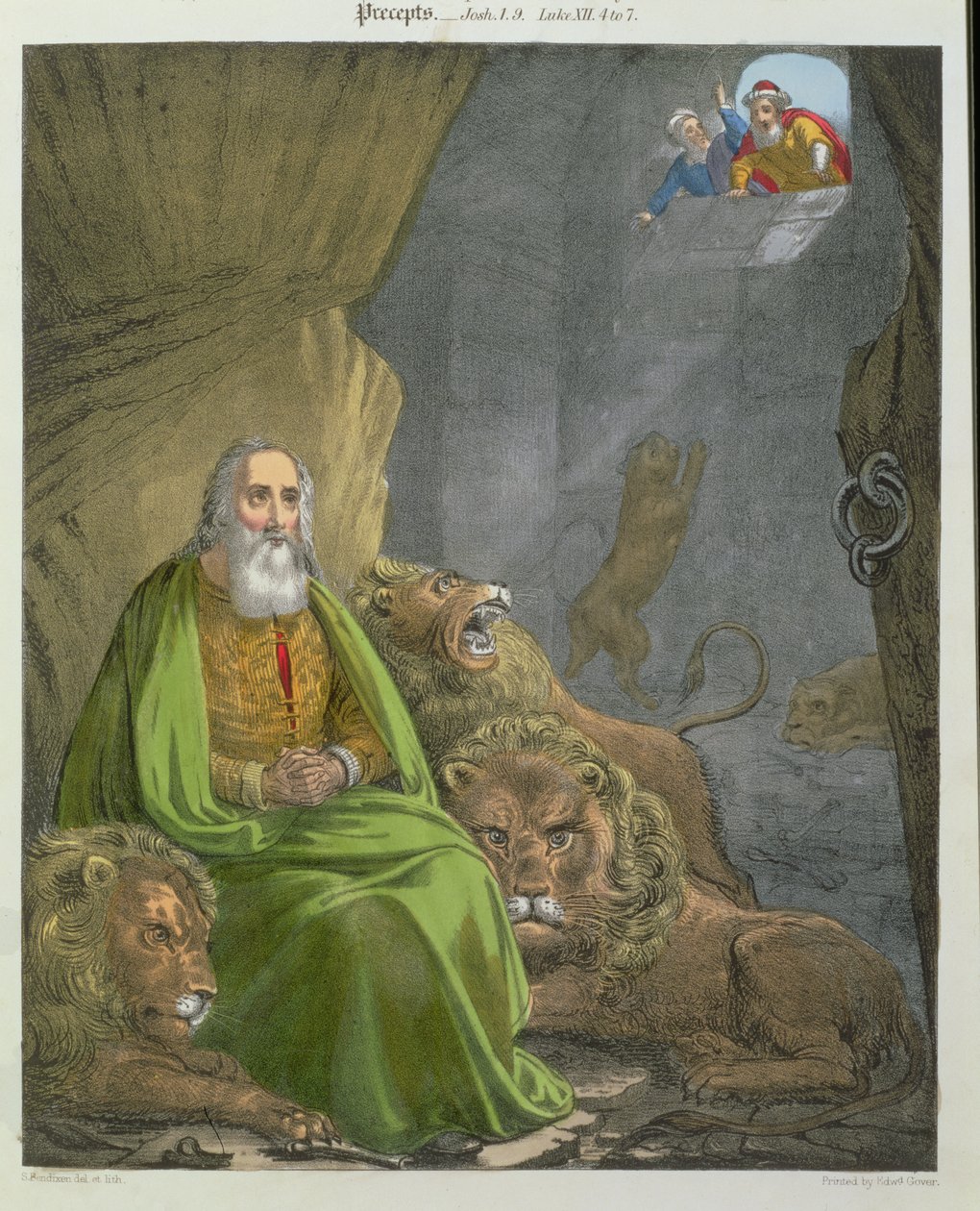 Daniel v jámě lvů, z bible vytištěné Edwardem Goverem, 1870 od Siegfried Detler Bendixen