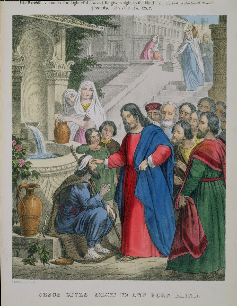 Jesus Gives Sight to One Born Blind, z bible vytištěné Edwardem Goverem, 1870 od Siegfried Detler Bendixen