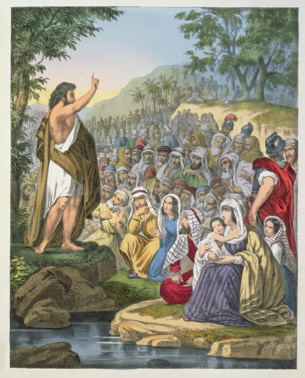 John Preaching in the Wilderness, z bible vytištěné Edwardem Goverem, 1870 od Siegfried Detler Bendixen