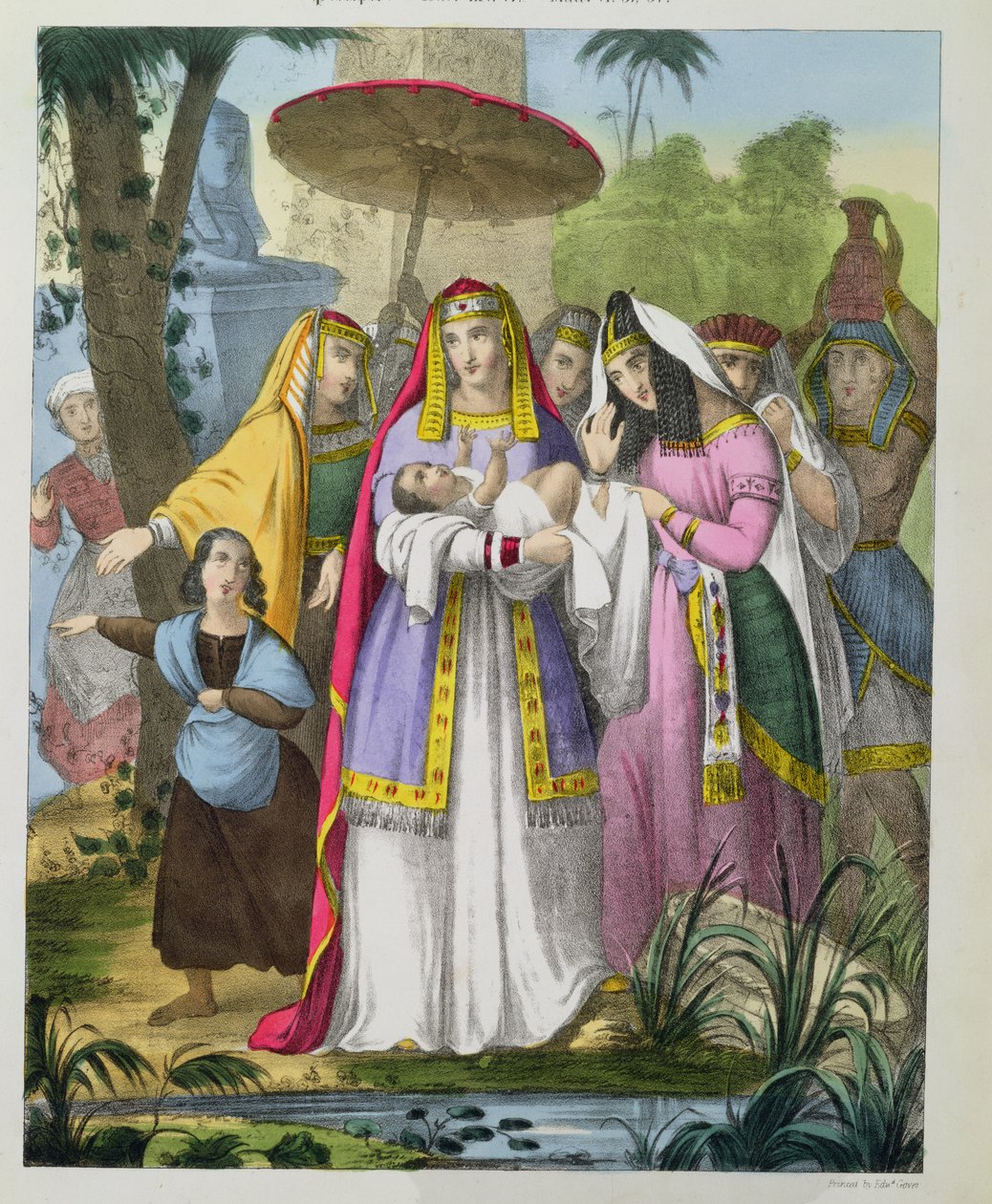 Mojžíš zachráněn faraonovou dcerou, z bible vytištěné Edwardem Goverem, 1870 od Siegfried Detler Bendixen