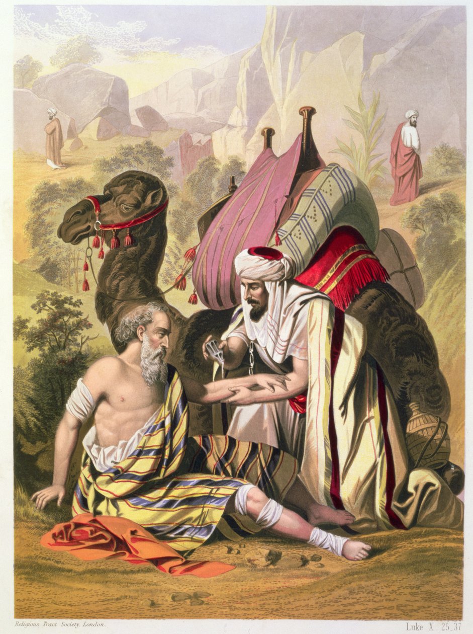Dobrý Samaritán, z bible vytištěné Edwardem Goverem, 1870 od Siegfried Detler Bendixen