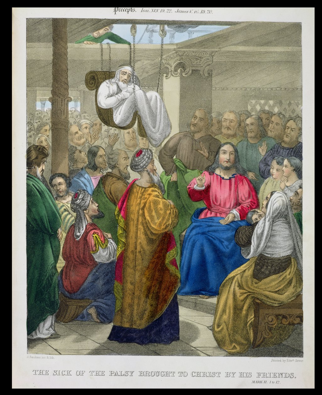 The Sick of the Parsy přinesený Kristu jeho přáteli, z bible vytištěné Edwardem Goverem, 1870 od Siegfried Detler Bendixen