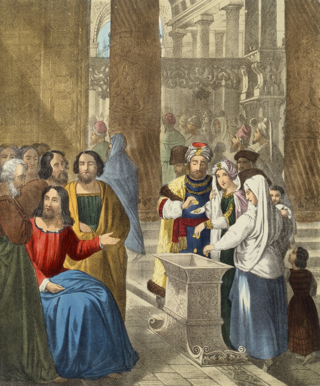 The Widows Mites, z bible vytištěné Edwardem Goverem, 1870s od Siegfried Detler Bendixen