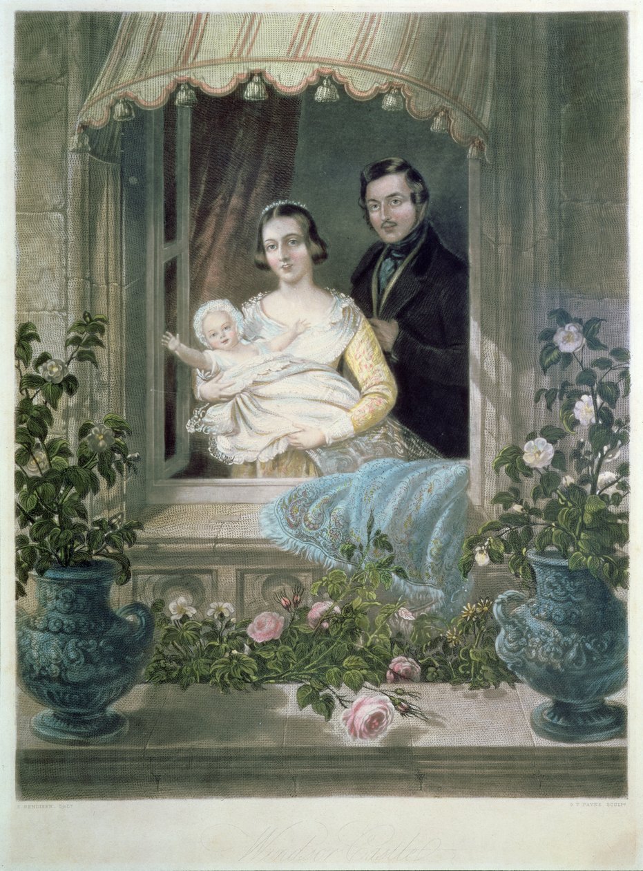 Královna Viktorie, princ Albert a dítě na hradě Windsor od Siegfried Detler Bendixen