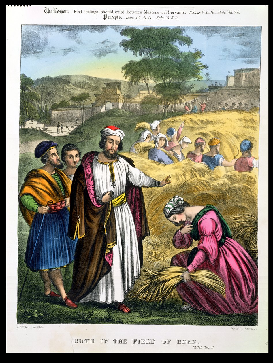 Ruth v poli Boaz, z bible vytištěné Edwardem Goverem, 1870 od Siegfried Detler Bendixen