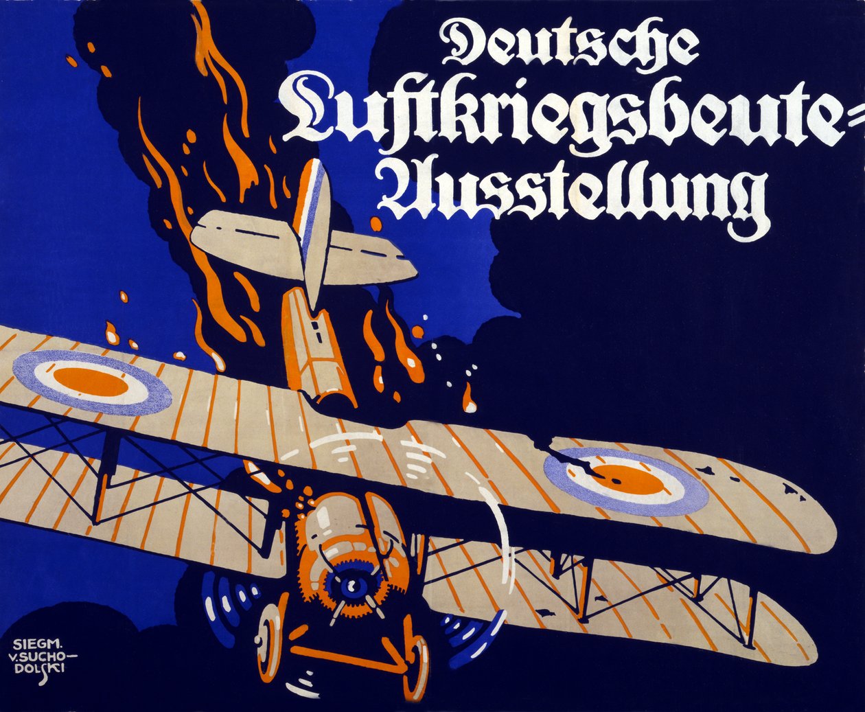 Plakát propagující výstavu německé letecké válečné kořisti, 1918 od Siegmund von Suchodolski