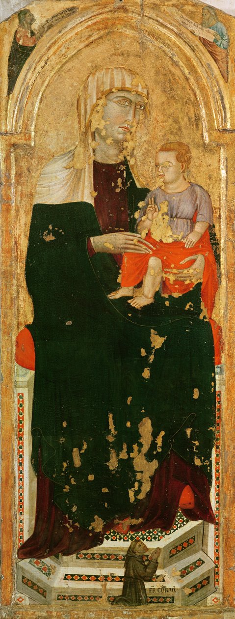 Panna a dítě a mnich Corrado (tempera na panelu) od Sienese School