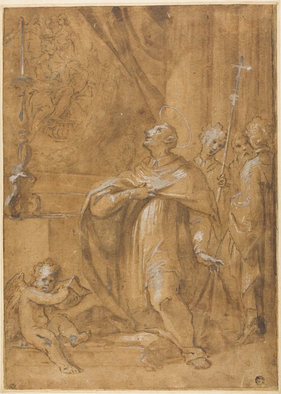 San Carlo Borromeo adorující obraz Narození Panny Marie od Sigismondo Caula