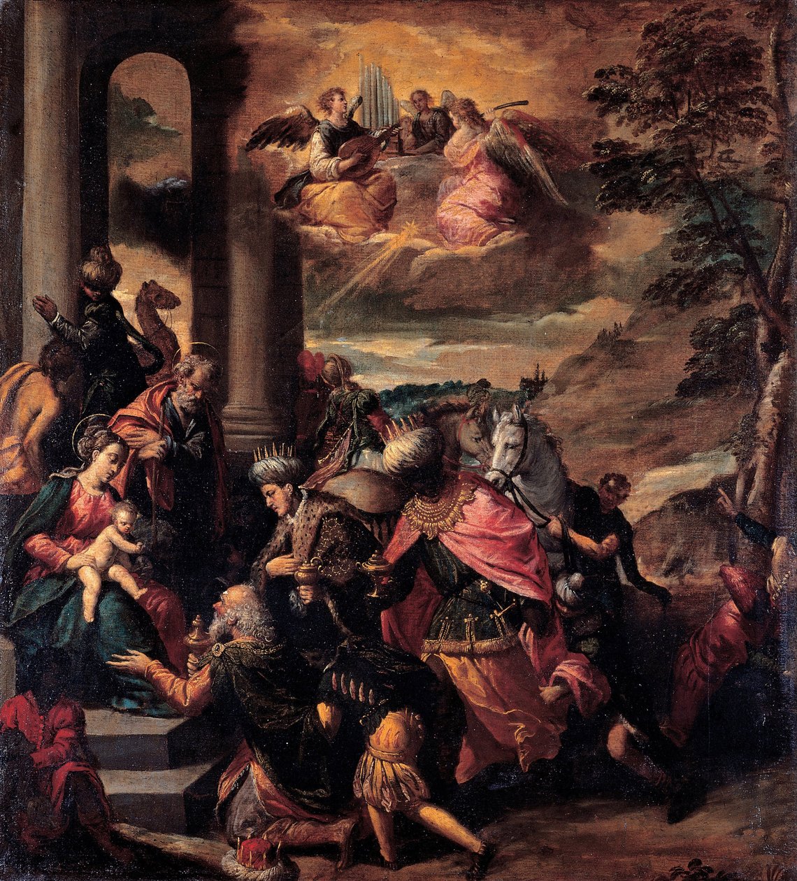 Klanění tří králů, 1580 od Sigismondo Scarsellino