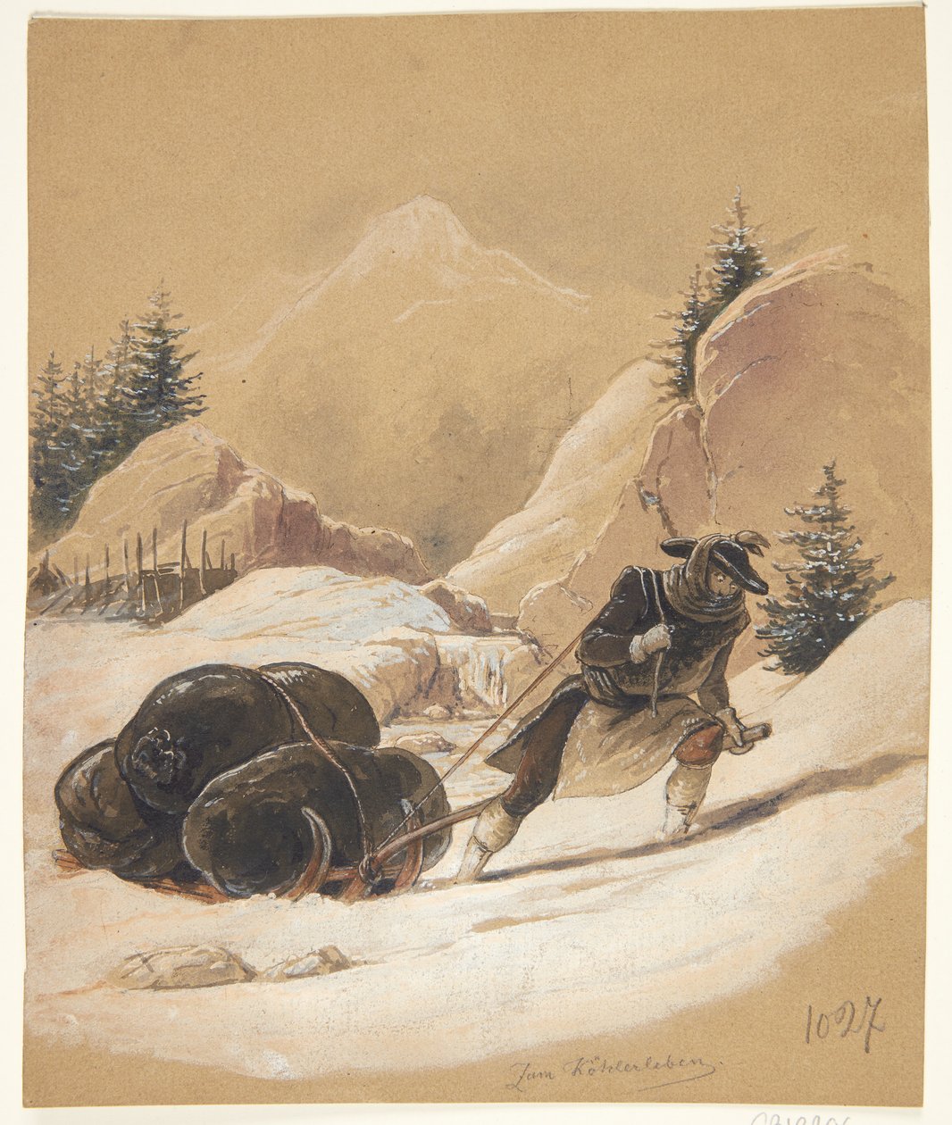 Muž se saněmi od Sigmund Ferdinand Ritter von Perger