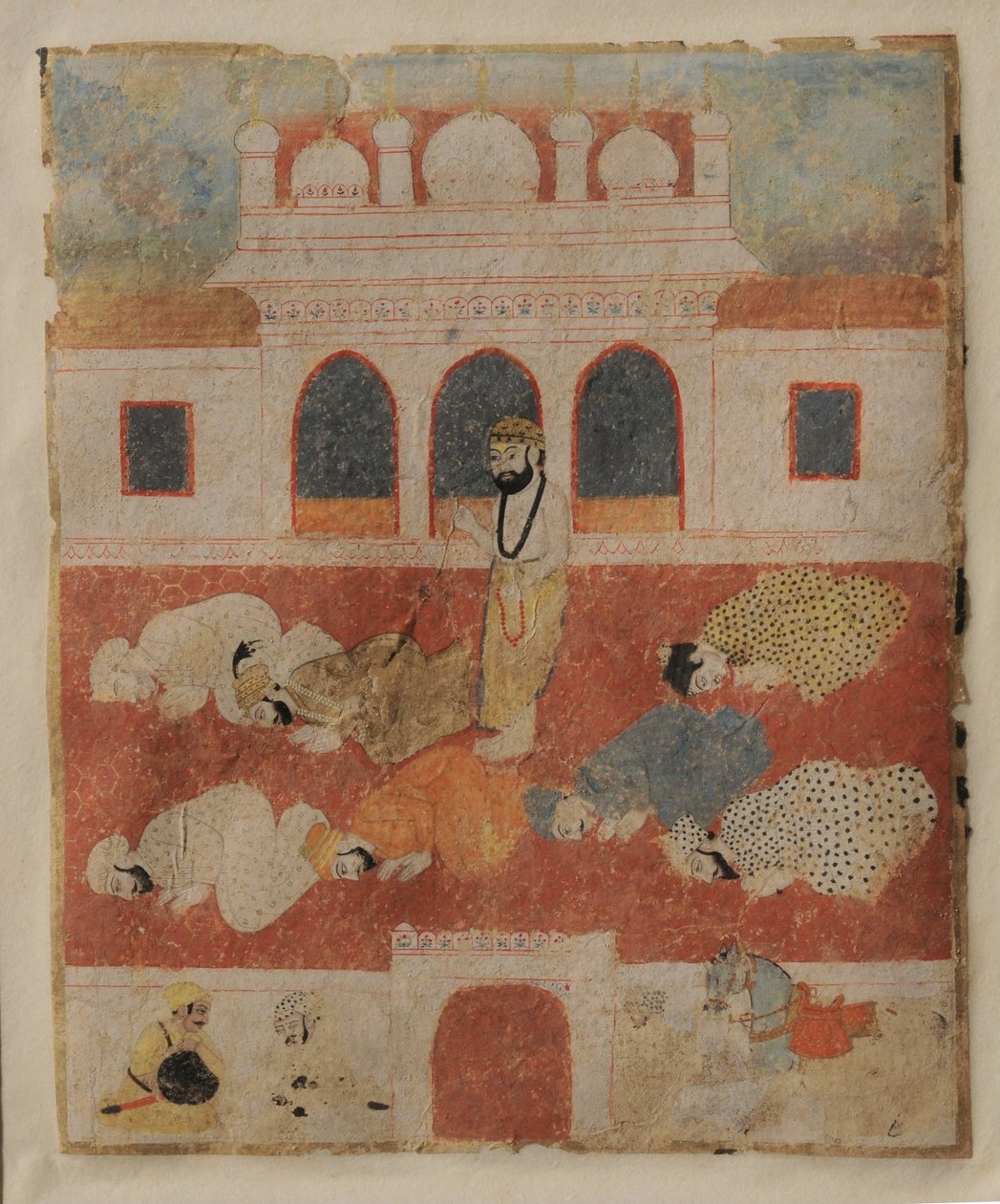 Guru Nanak Dev ji stojící uprostřed oddaných od Sikh School