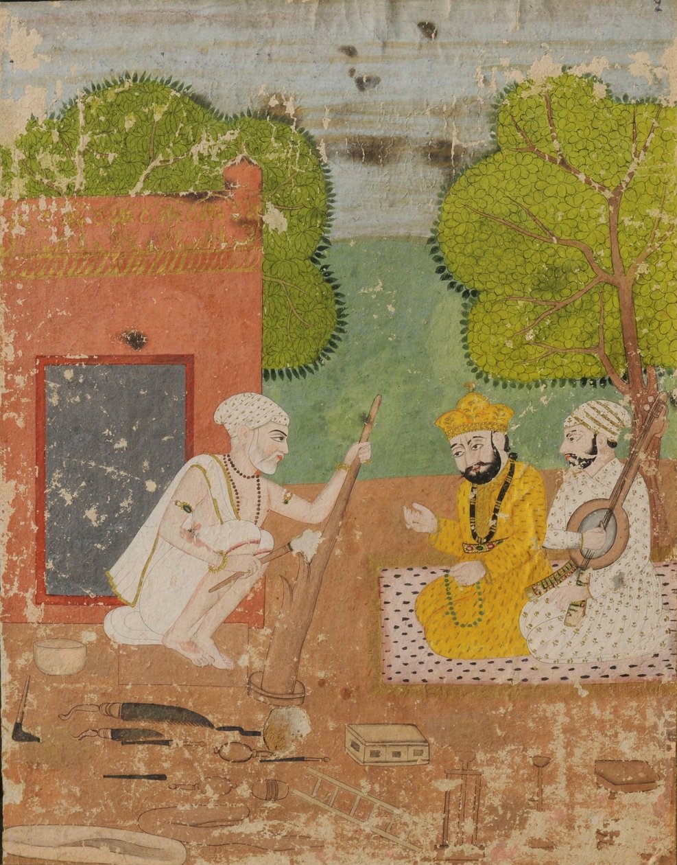 Guru Nanak s Mardanou v domě Bhai Lalu od Sikh School
