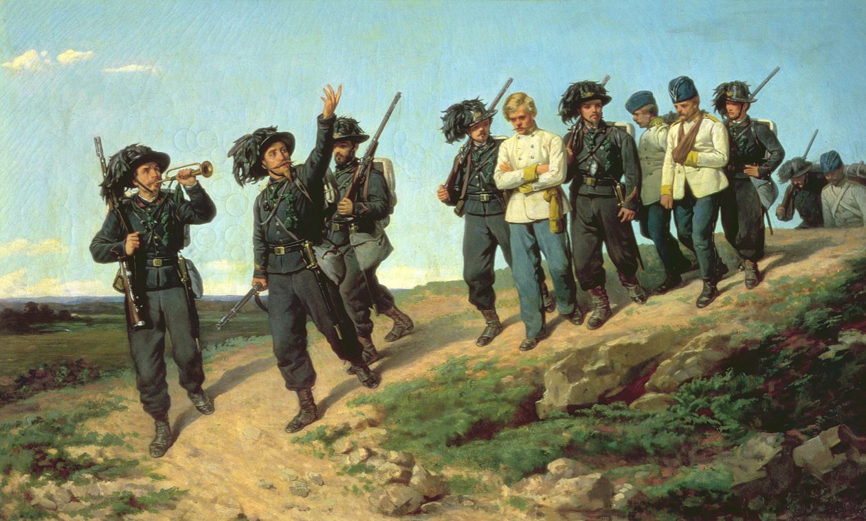 Italský střelecký pluk vracející se z průzkumné hlídky, 1861 od Silvestro Lega