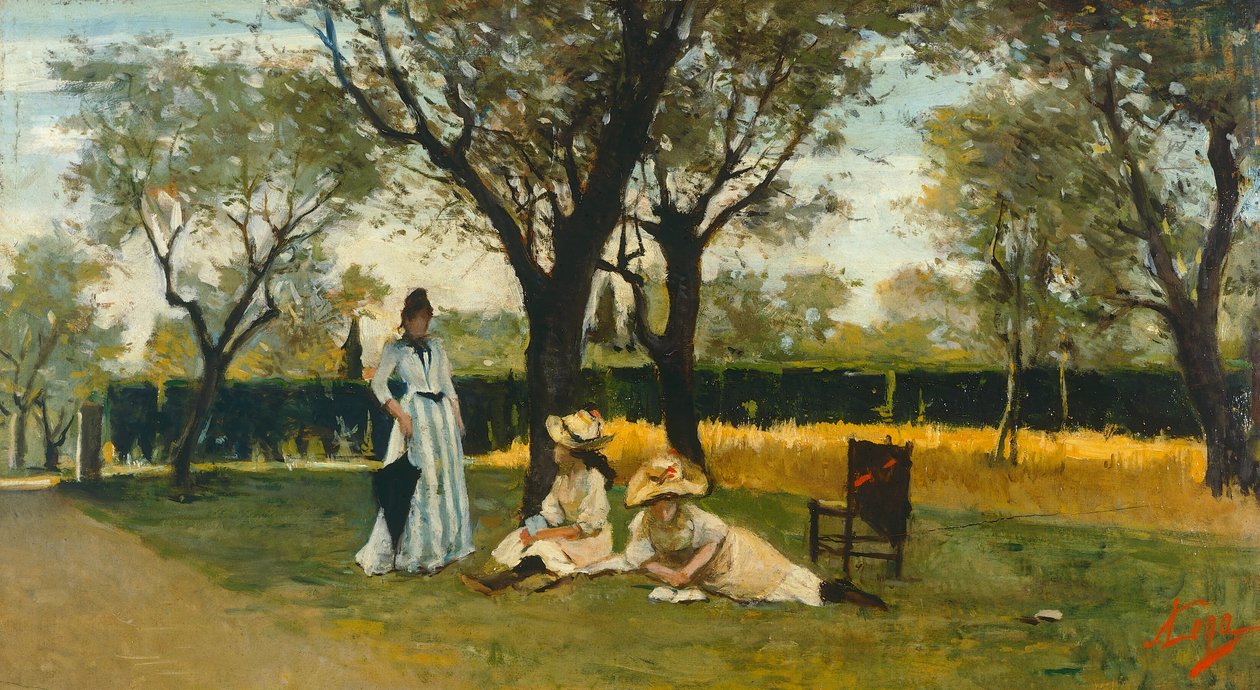 Ve vile Poggio Piano, Silvestro Lega (1826-1895), olej na panelu, 34x60,5 cm od Silvestro Lega