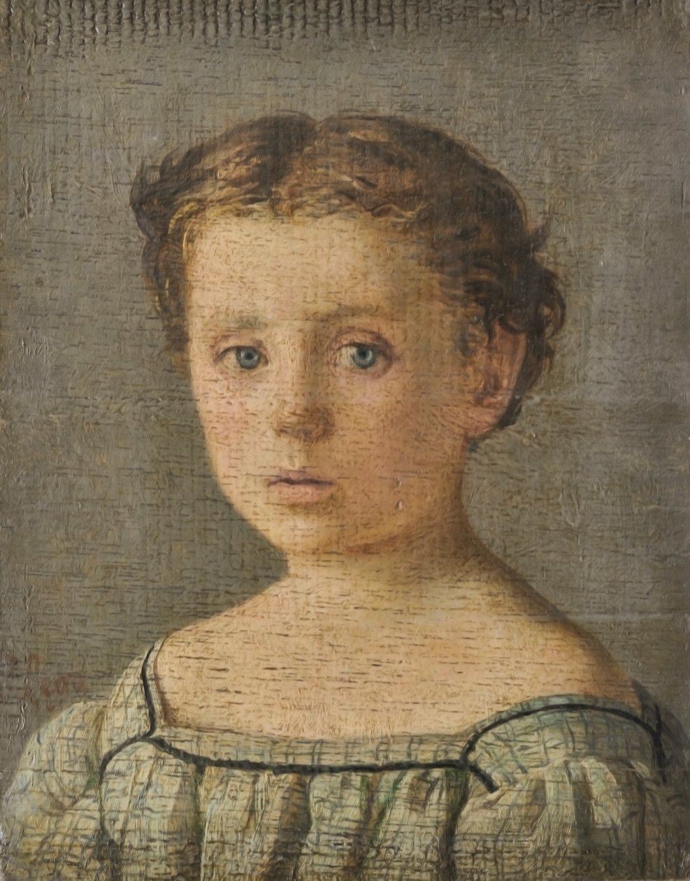 Dětský portrét, asi 1864-65 (olej na desce) od Silvestro Lega