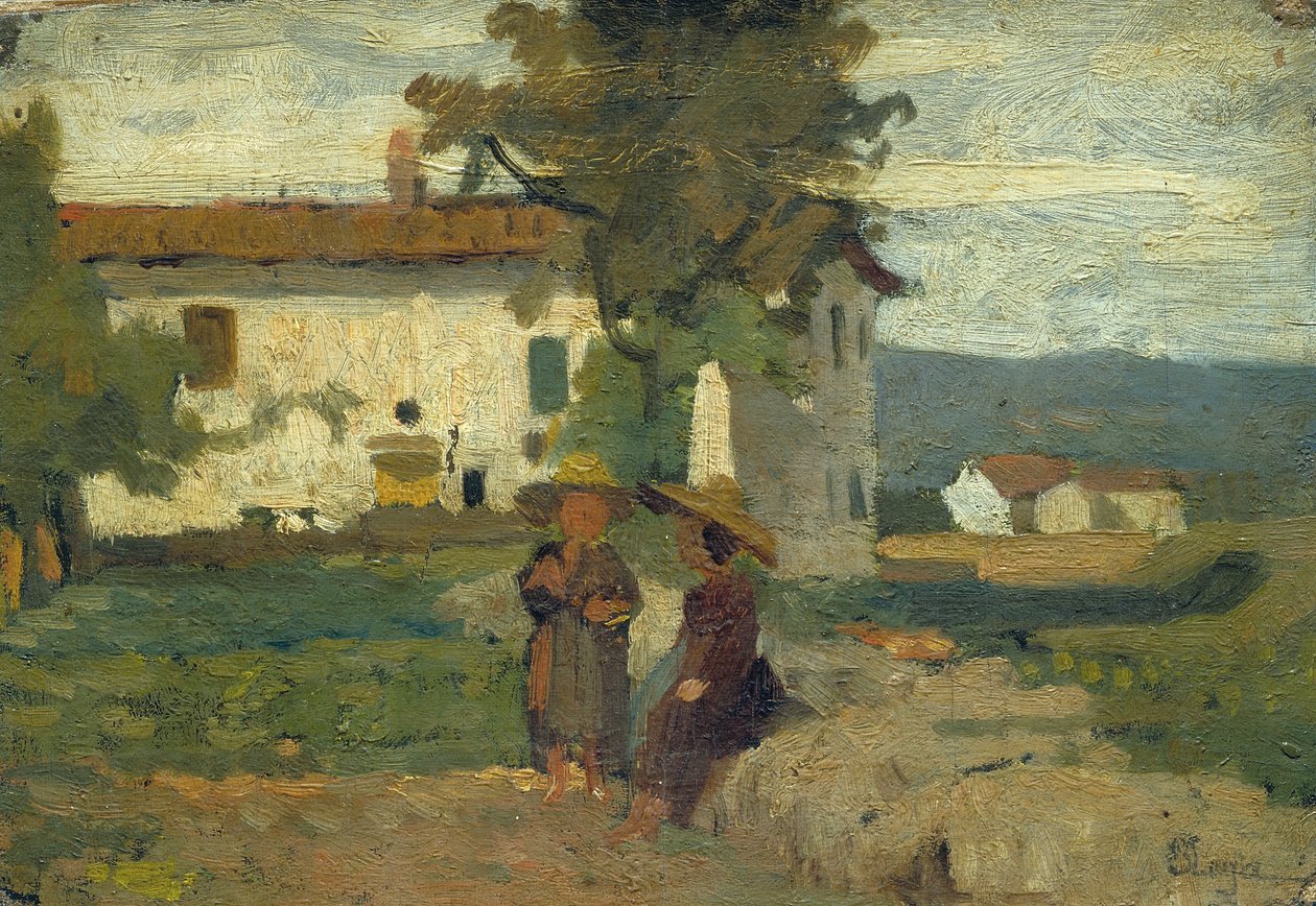 Farmáři na slunci, asi 1863 (olej na plátně na kartonu) od Silvestro Lega