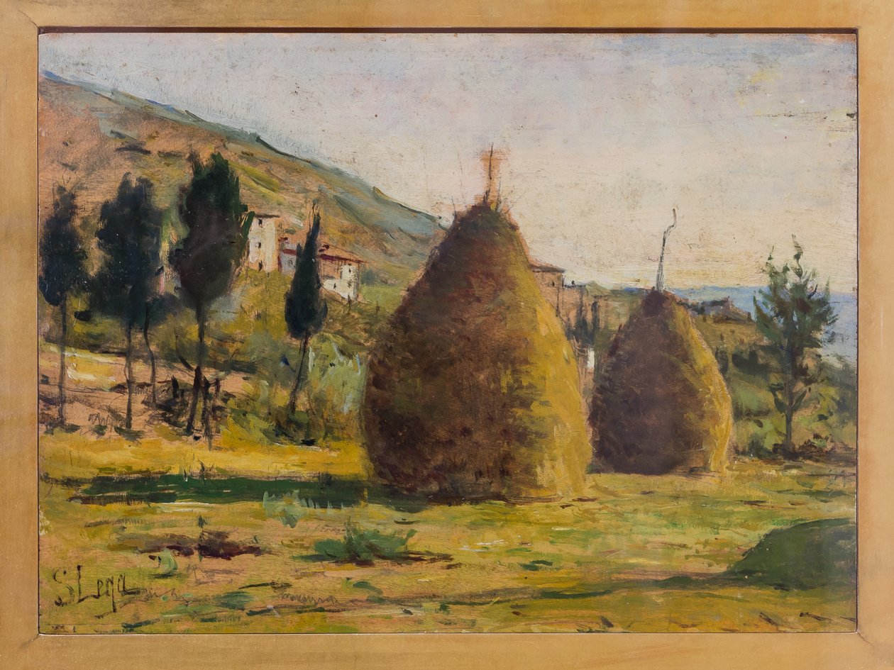 Haystacks in the Sun, cca 1890 (olej na palubě) od Silvestro Lega