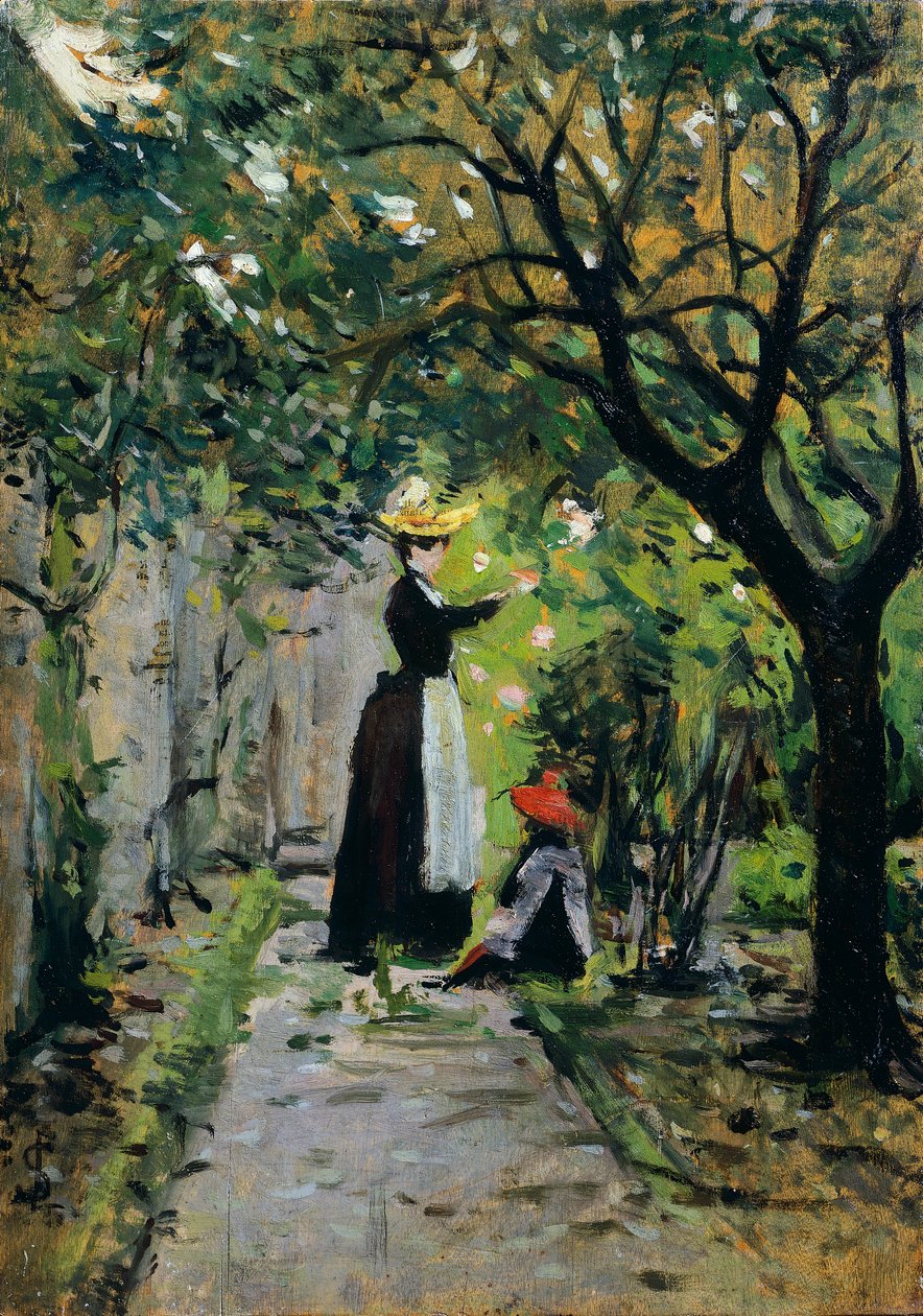 V růžové zahradě, Silvestro Lega (1826-1895), olej na panelu, 36,5 x 25,5 cm od Silvestro Lega