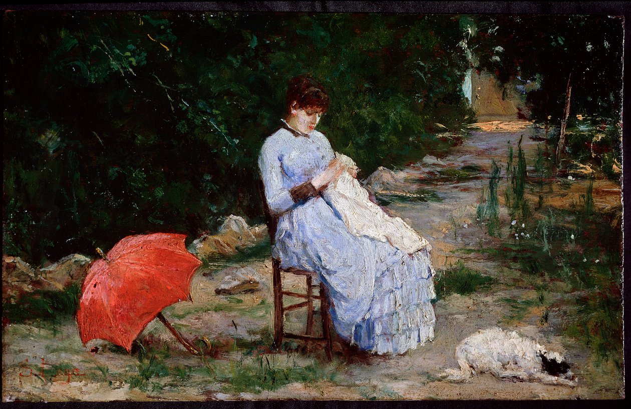 V zahradě - olej na plátně od Silvestro Lega