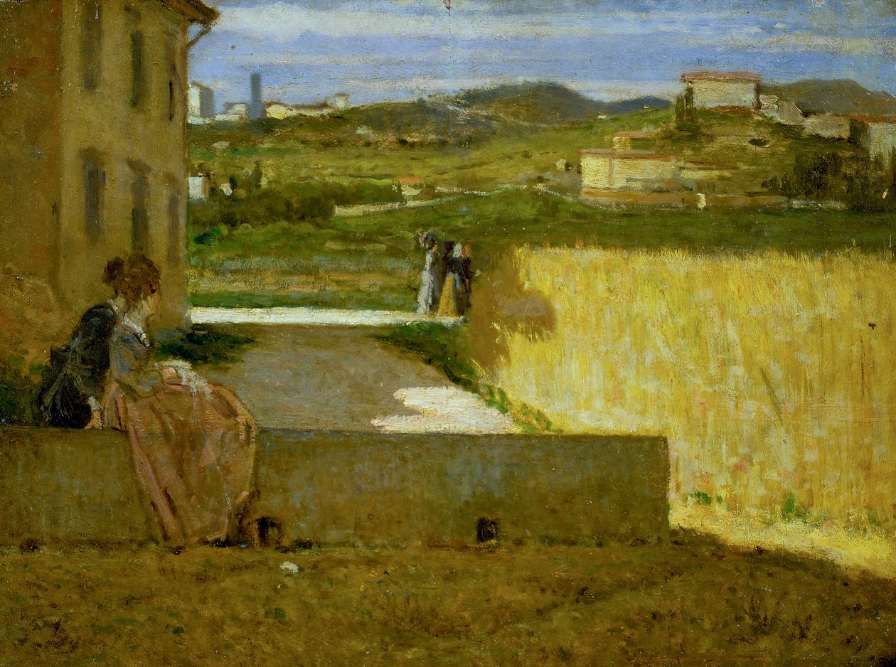 Ve stínu vily, asi 1872-73 (olej na desce) od Silvestro Lega