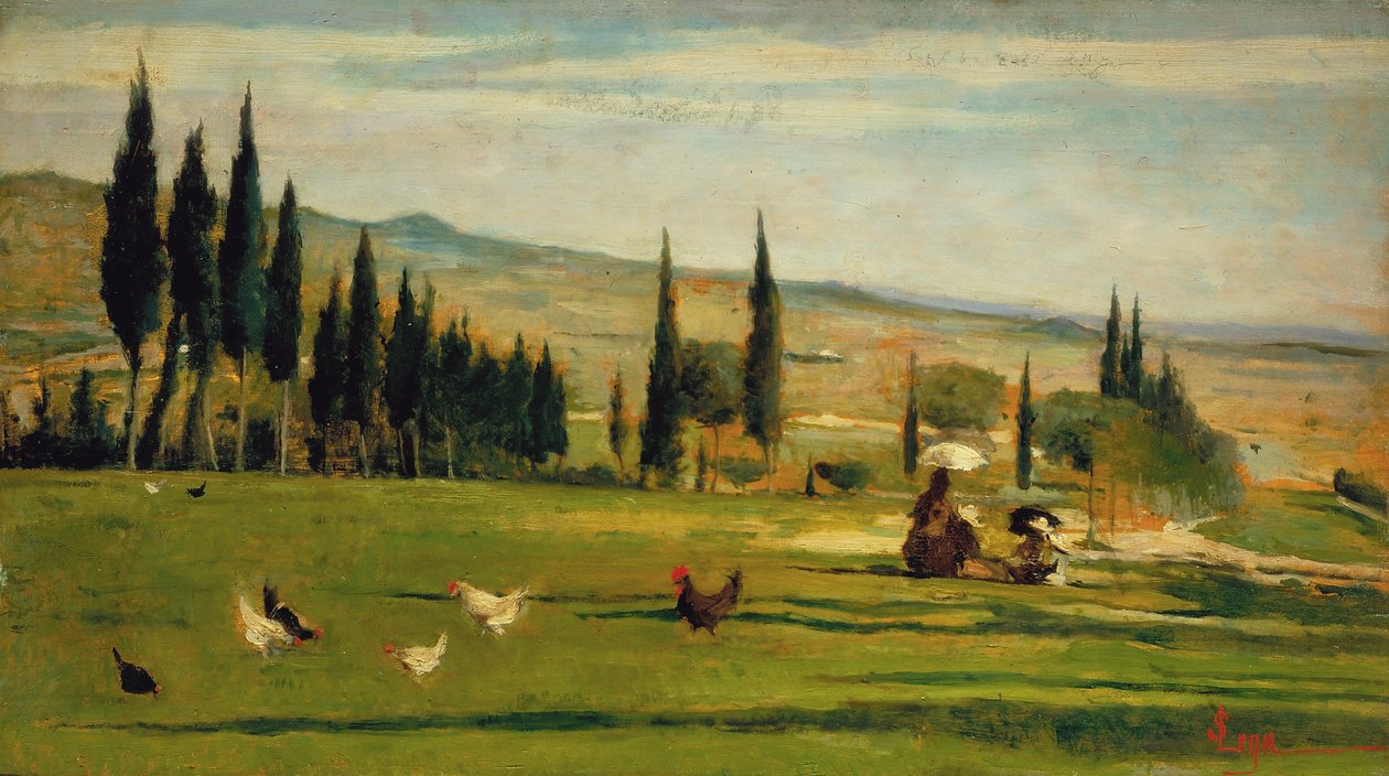Krajina kolem města Gabbro, asi 1889-90 (olej na desce) od Silvestro Lega