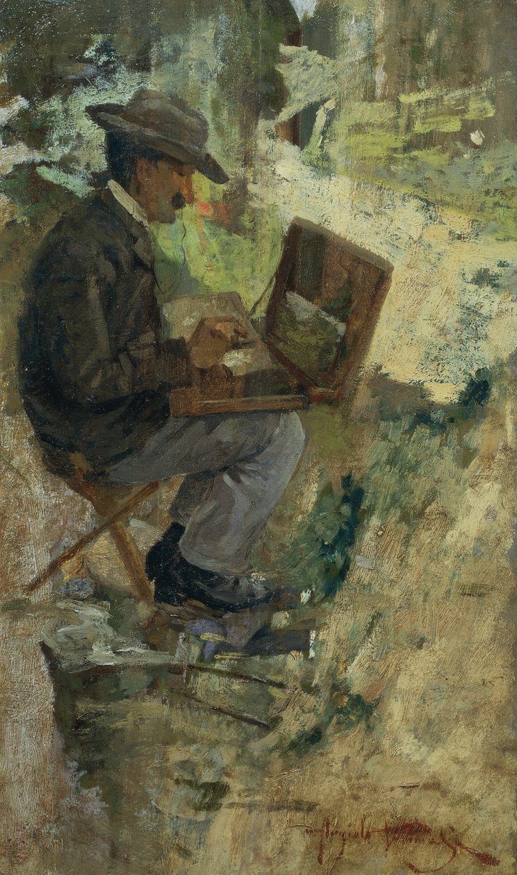 Obraz Portrét Silvestra Lega od Angiola Tommasiho (1858-1923), olej na panelu od Silvestro Lega