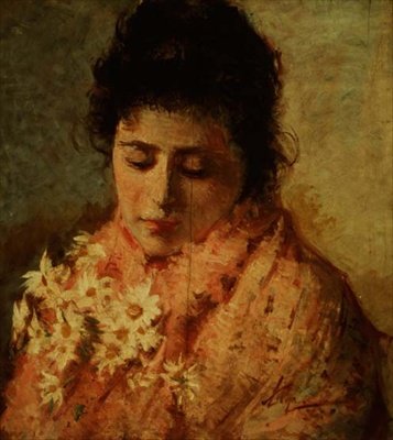 Portrét ženy (panel) od Silvestro Lega