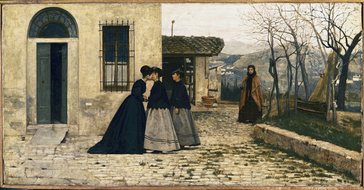 Návštěva (olej na plátně od Silvestro Lega