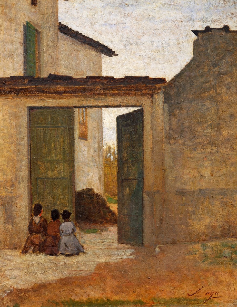 Viaticum, cca 1864, Silvestro Lega (1826-1895), olej na kartonu, 315x394 cm od Silvestro Lega