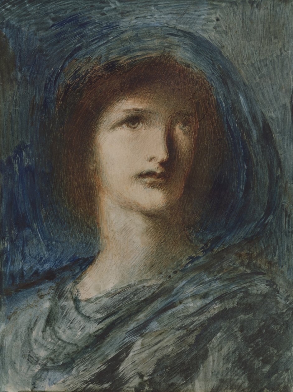 Hlava mladé dívky (wc, pero a inkoust na papíře) od Simeon Solomon