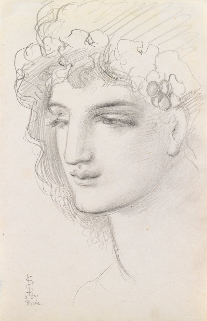 Studie o girlandované hlavě, 1867 od Simeon Solomon