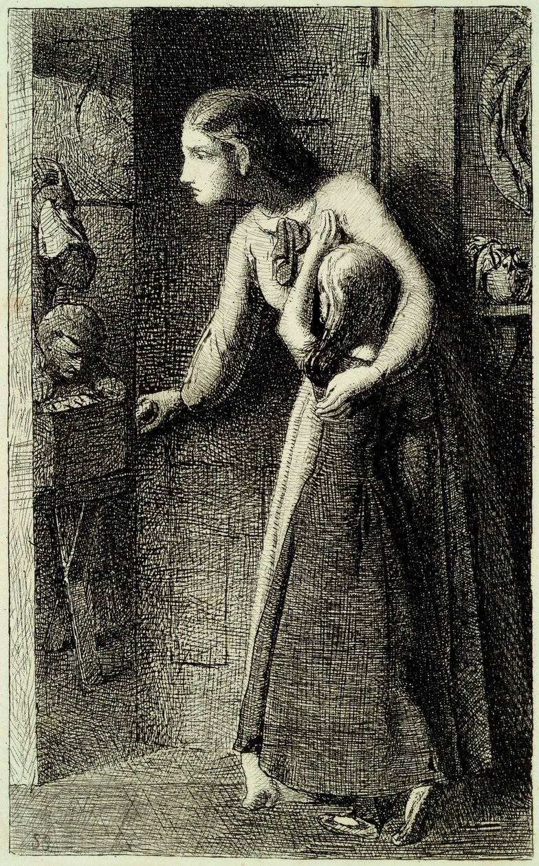 The Haunted House, c.1858 (lept tištěný na položený indický papír) od Simeon Solomon