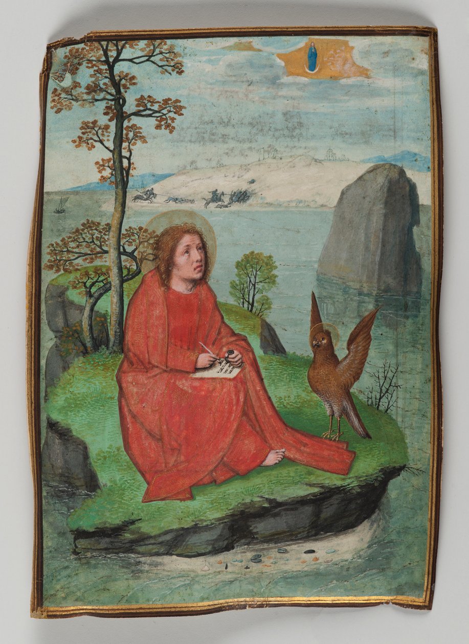 St. John Psaní na Patmos, 1521 (tempera na pergamenu) od Simon Bening