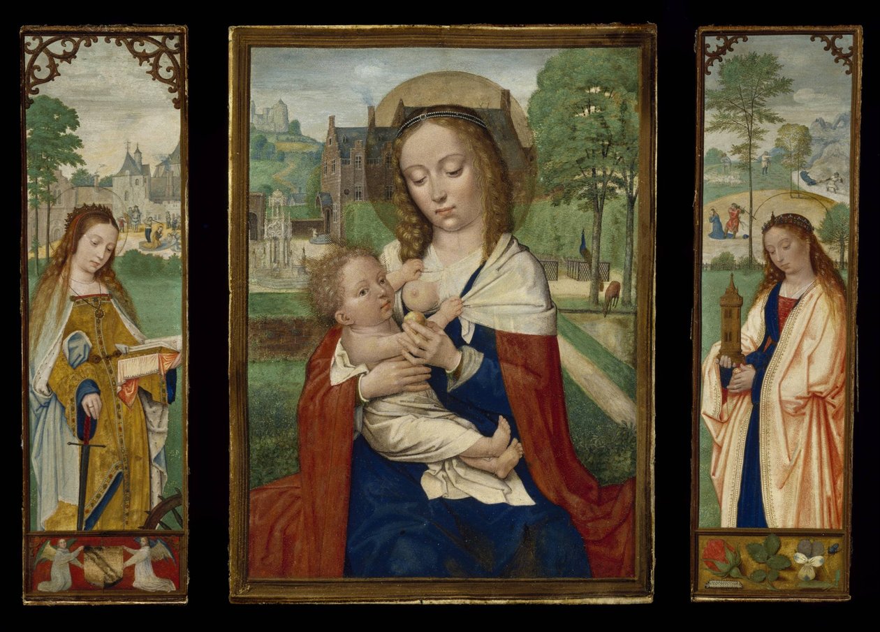 Panna s dítětem; Svatí Catherine a Barbara od Simon Bening