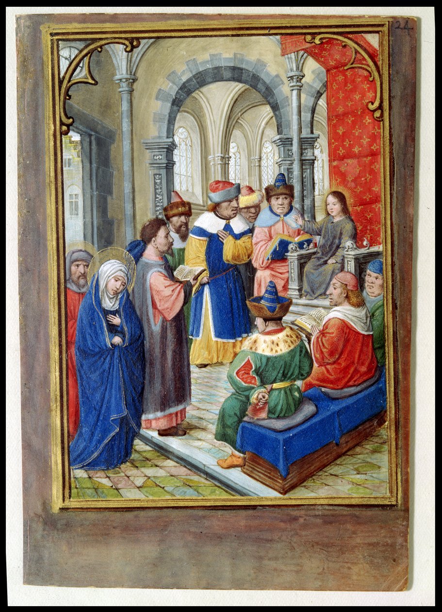 W.99 fol.24r Nalezení Dítěte Ježíše v chrámu, kolem roku 1530 od Simon Bening