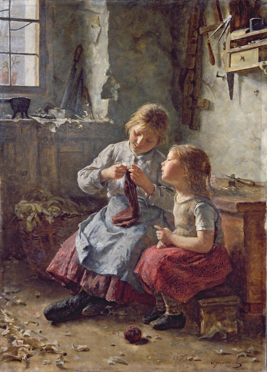 Pletení, 1891 od Simon Glucklich
