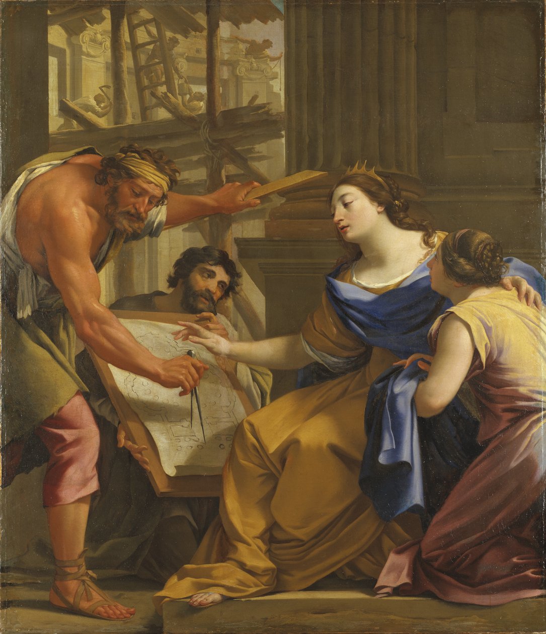 Artemisia staví mauzolaeum, kolem roku 1640 od Simon Vouet