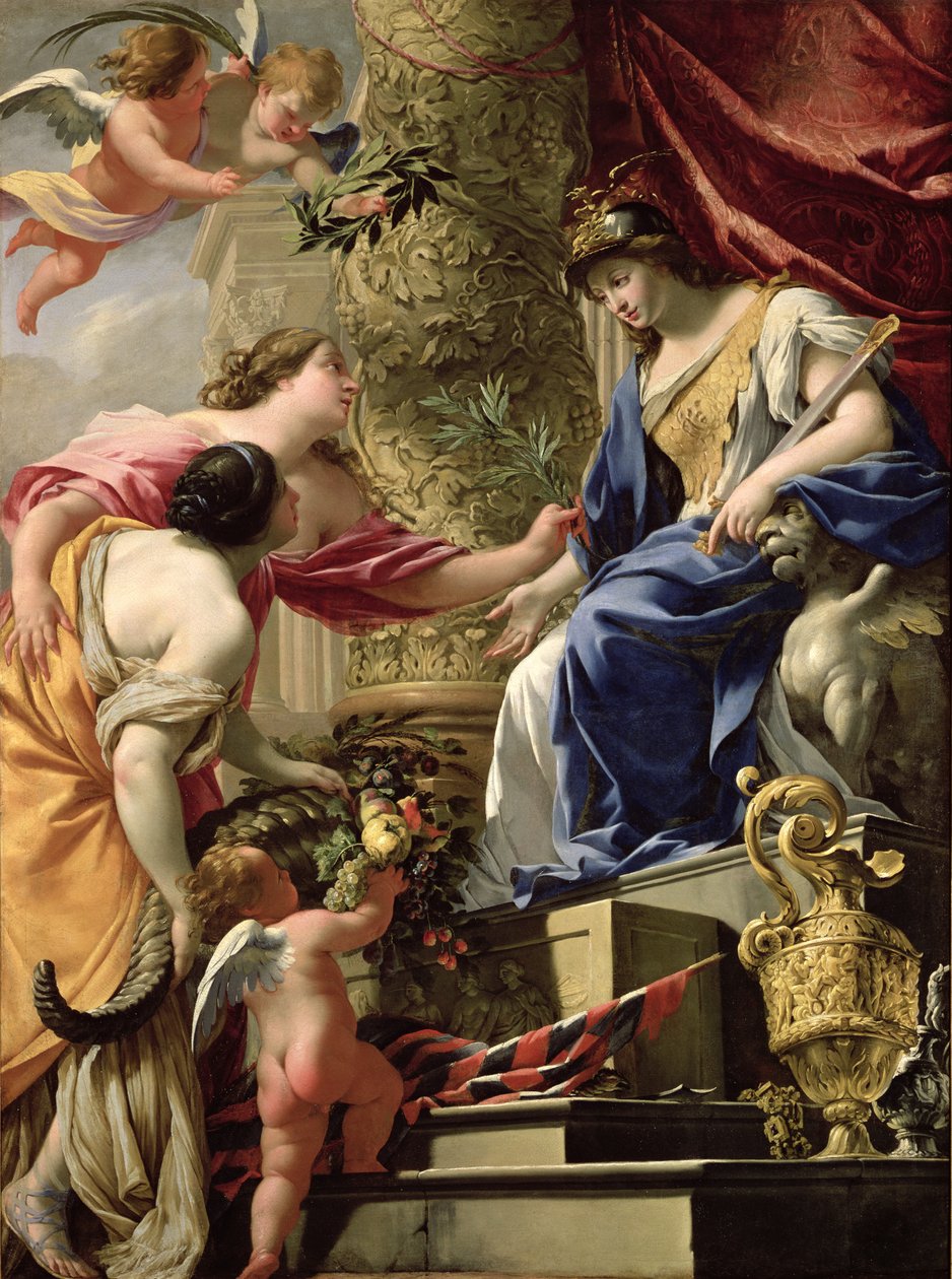 Obezřetnost vede mír a hojnost, kolem 1645 od Simon Vouet