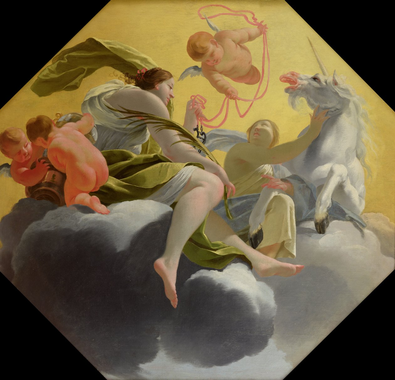 Temperance, ze série Čtyř kardinálských ctností na stropě královniny ložnice v Saint-Germain-en-Laye, kolem 1637-38 od Simon Vouet