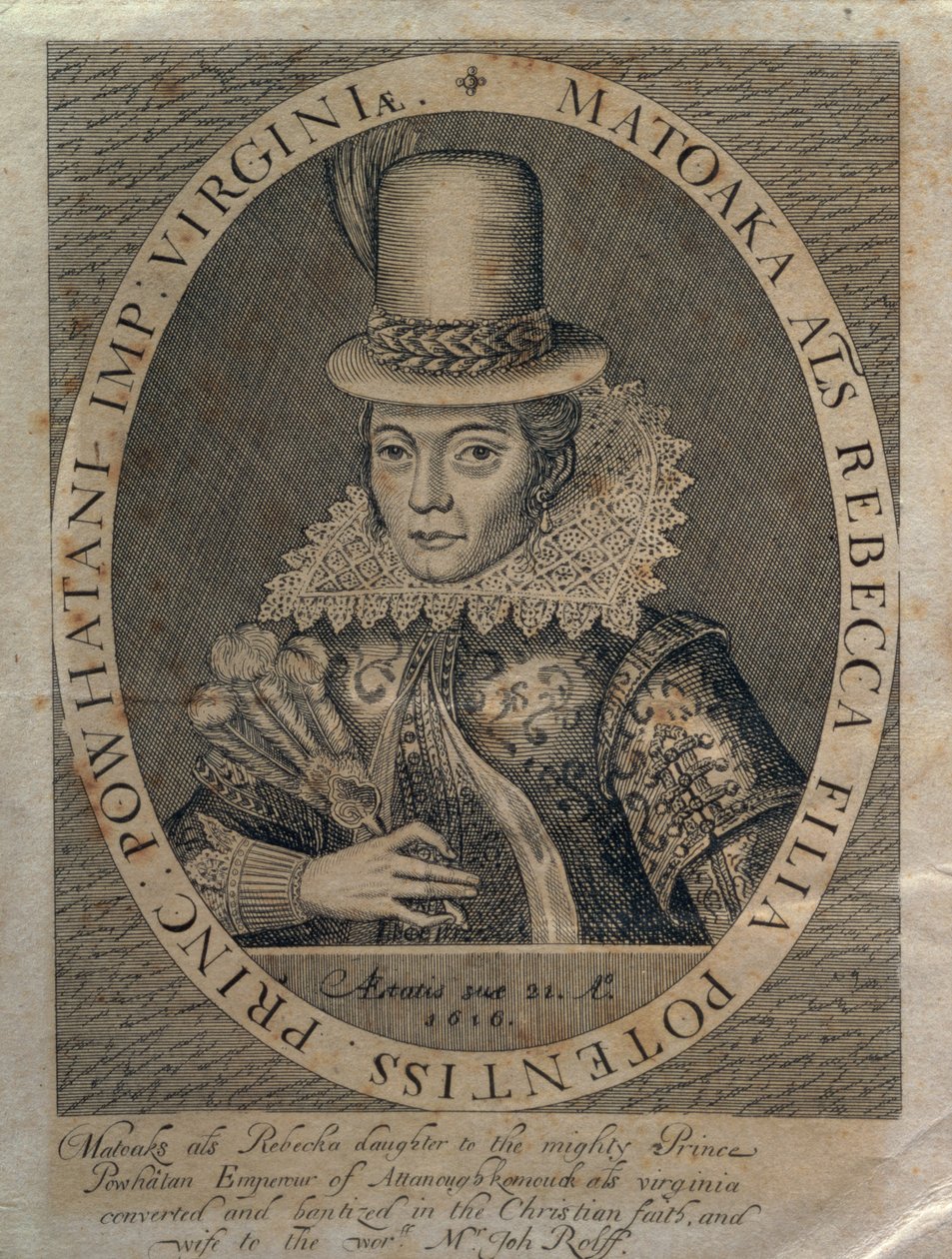 Pocahontas (1595-1617) 1616 od Simon de Passe