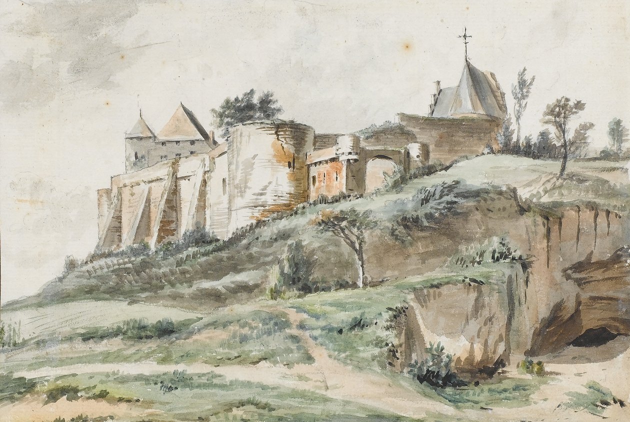 Pohled na hrad Keizersberg, Leuven, 1782 od Simon Alexandre Clément Denis