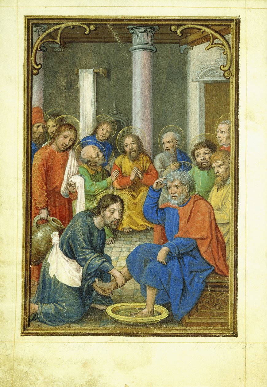 Kristus umývá nohy Petrovi, 1520 od Simon Bening