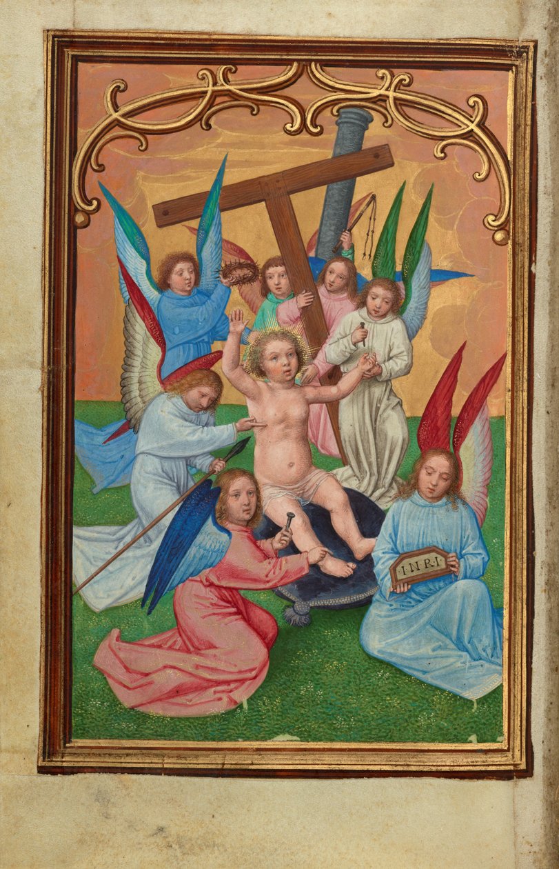 Das Christkind umgeben von den Werkzeugen der Passion od Simon Bening