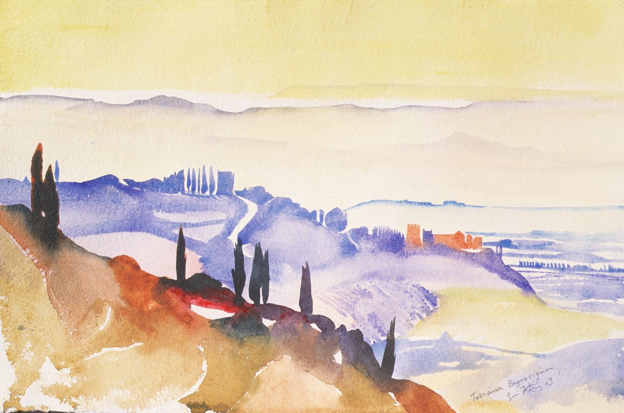 Bagno Vignoni, Itálie, 2003 (akvarel) od Simon Fletcher