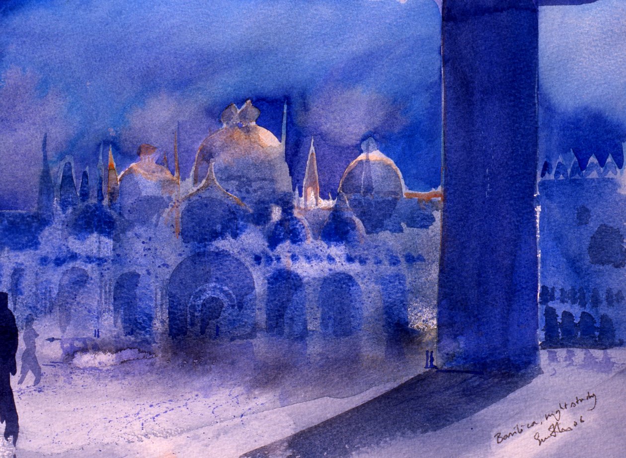 Bazilika, noční studie, 2006 (akvarel na papíře) od Simon Fletcher