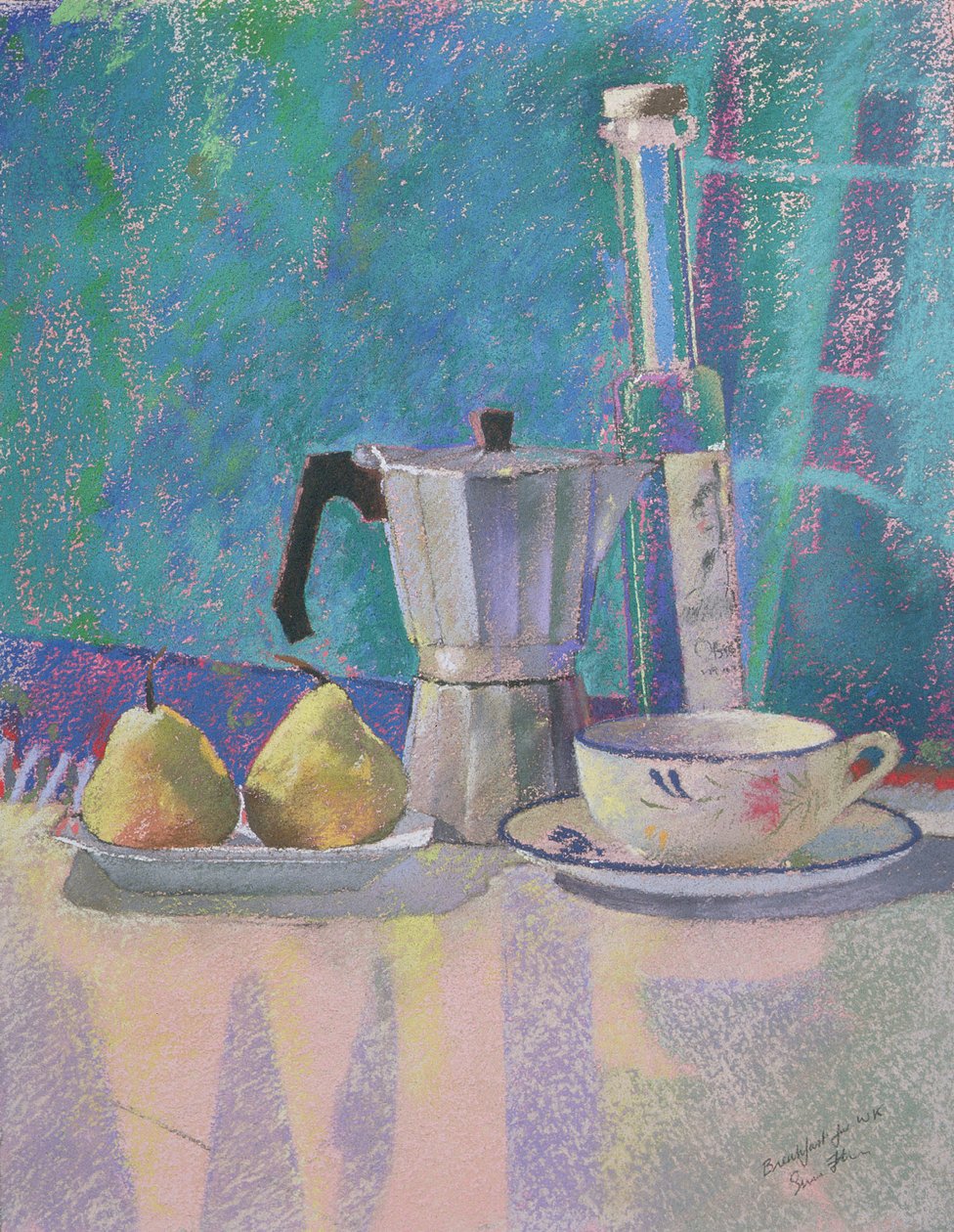 Snídaně pro WK (pastel na papíře) od Simon Fletcher