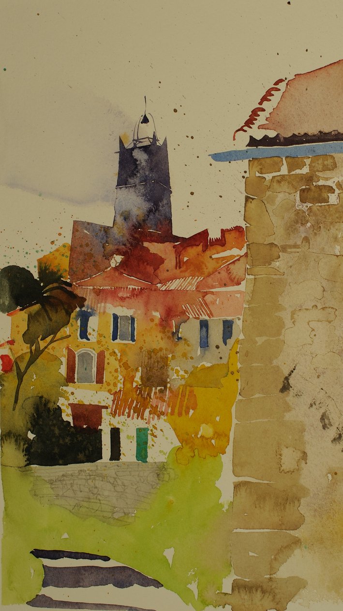 Clocher, Languedoc, 2002 (akvarel) od Simon Fletcher