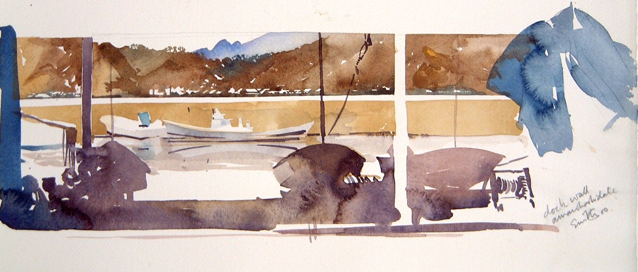 Dock Wall Amanohashidate, 2000 (akvarel) od Simon Fletcher