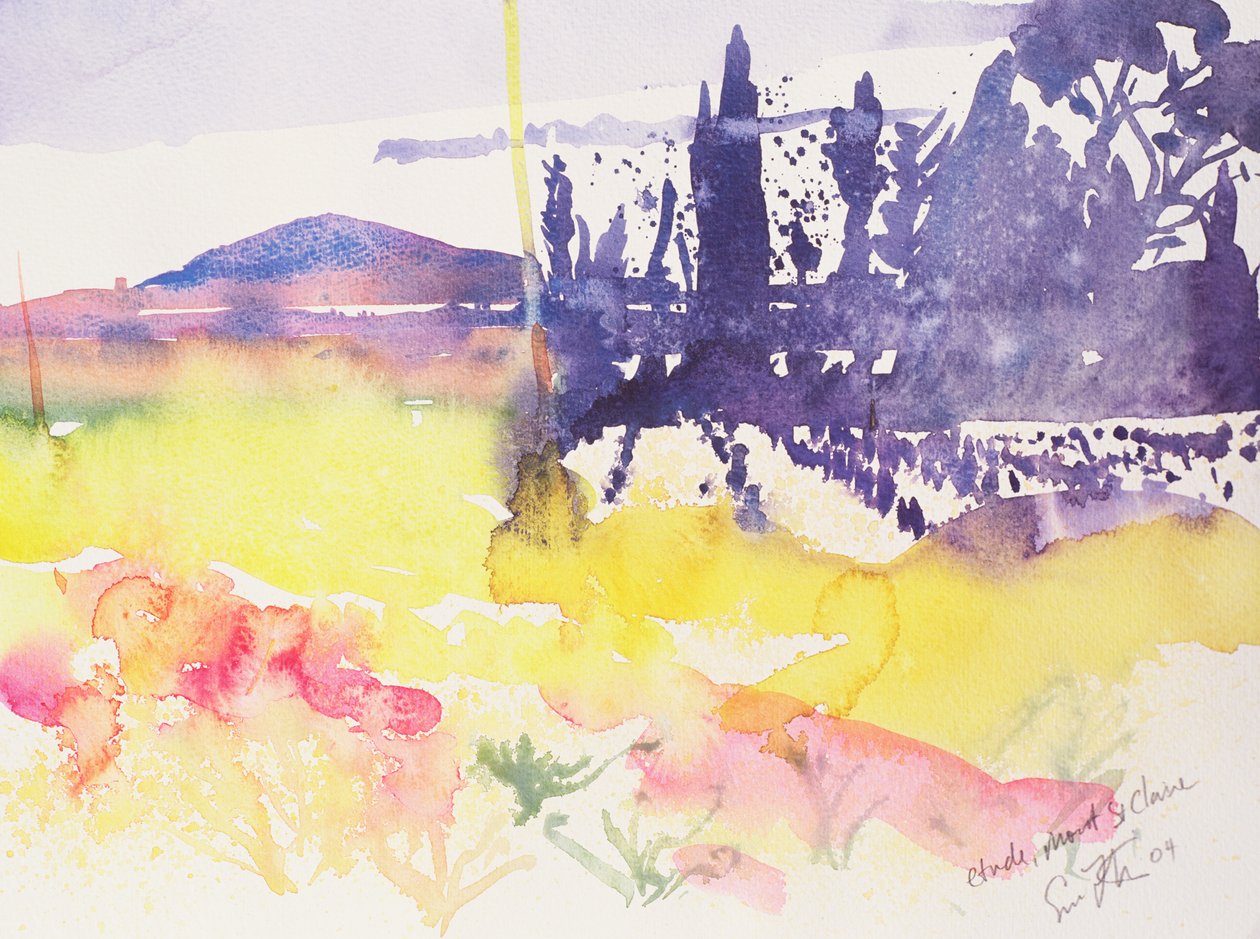 Etuda Mont St. Clair, 2004 (akvarel na papíře) od Simon Fletcher